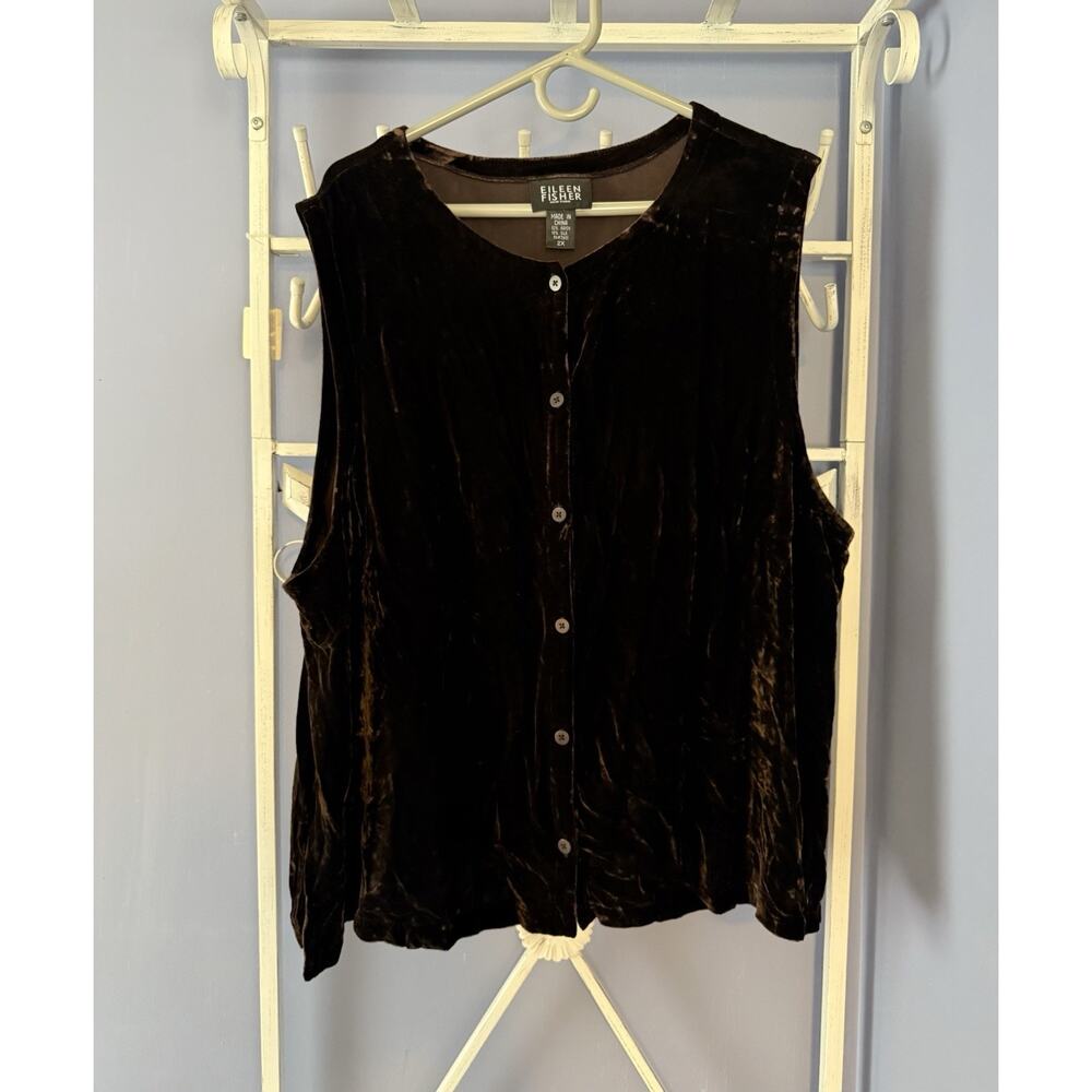 Velvet Eileen Fisher Top 2X Chic Classic Money Dark Brown